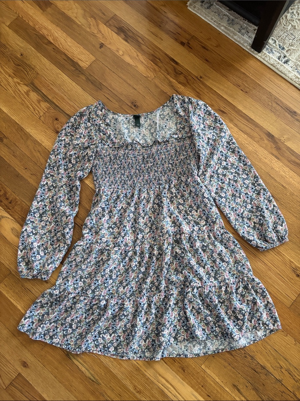 wild fable Blue Multicolor Floral Smocked Mini Dress